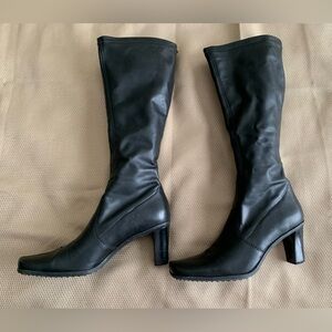 EUC Franco Sarto Black Heeled Knee-High Boots